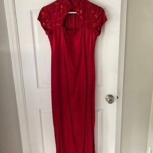 Bright shiny red dress